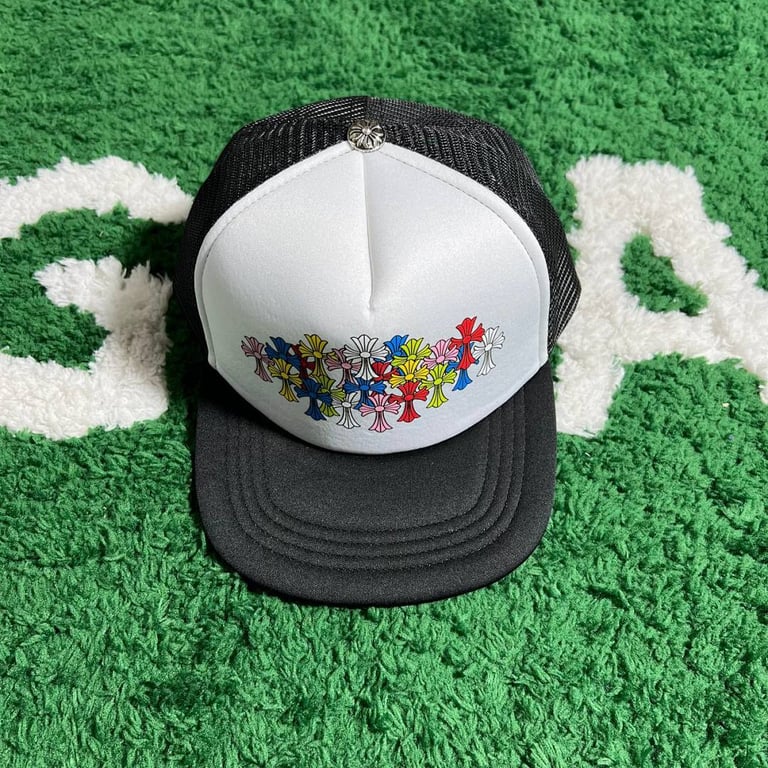 Chrome Hearts Multicolor Cross White Trucker Hat - 25