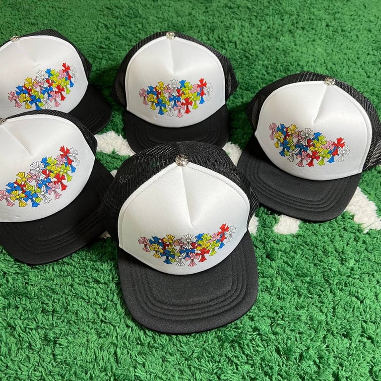 Chrome Hearts Multicolor Cross White Trucker Hat - 22