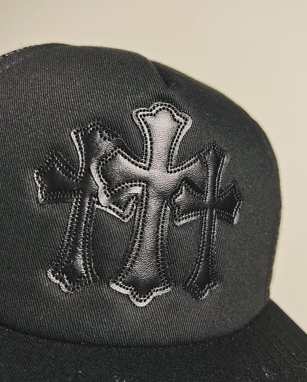 Chrome Hearts Triple Cross Trucker Hat Black - 12