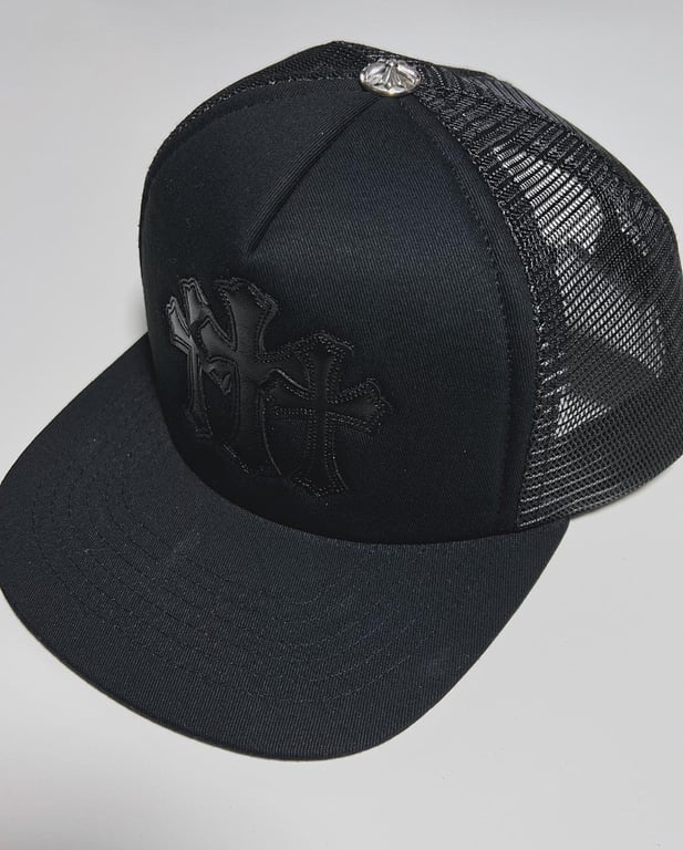 Chrome Hearts Triple Cross Trucker Hat Black - 14