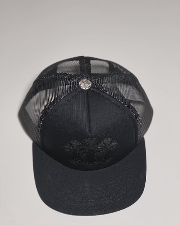 Chrome Hearts Triple Cross Trucker Hat Black - 3