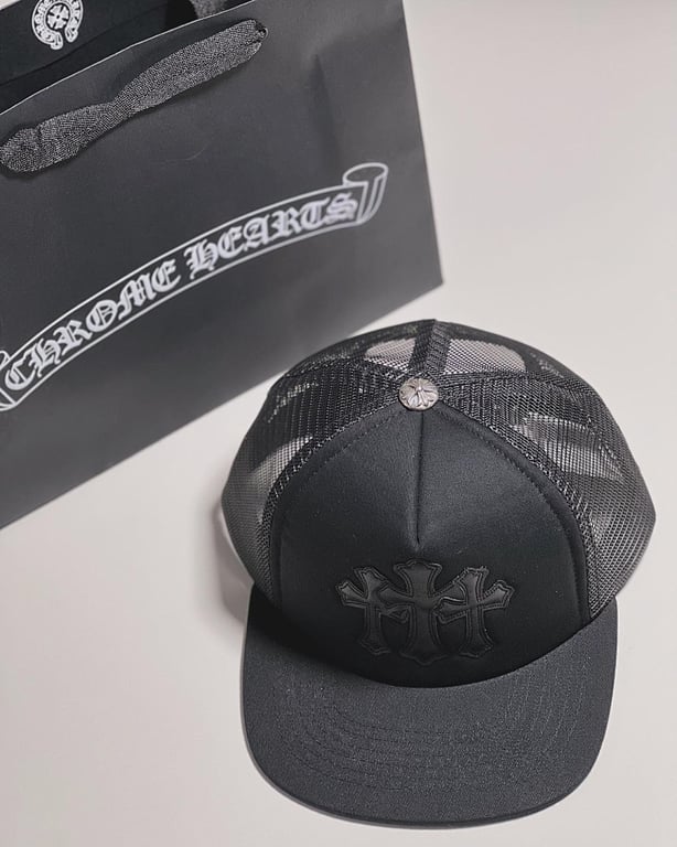 Chrome Hearts Triple Cross Trucker Hat Black - 5