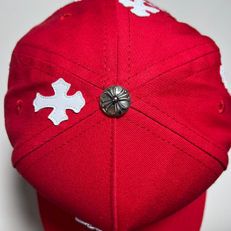 Chrome Hearts Red Leather Patch Cross Cap - 15