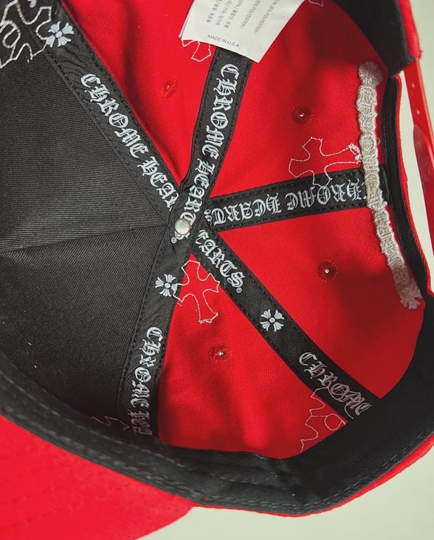 Chrome Hearts Red Leather Patch Cross Cap - 8
