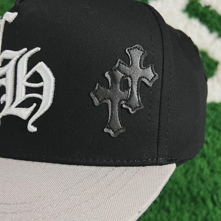 Chrome Hearts CH Leather Patch Trucker Hat Black Grey - 12