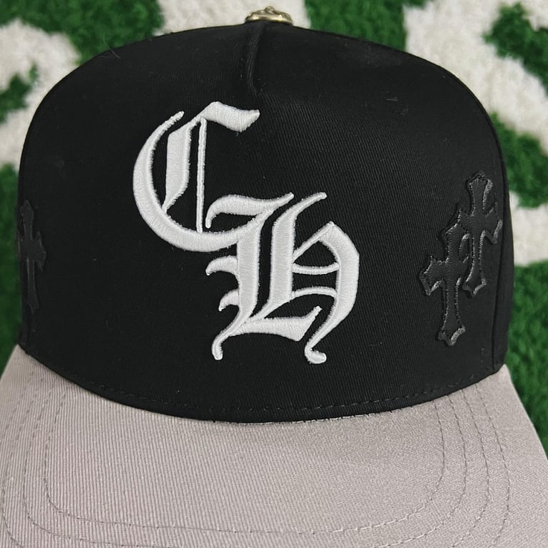 Chrome Hearts CH Leather Patch Trucker Hat Black Grey - 13
