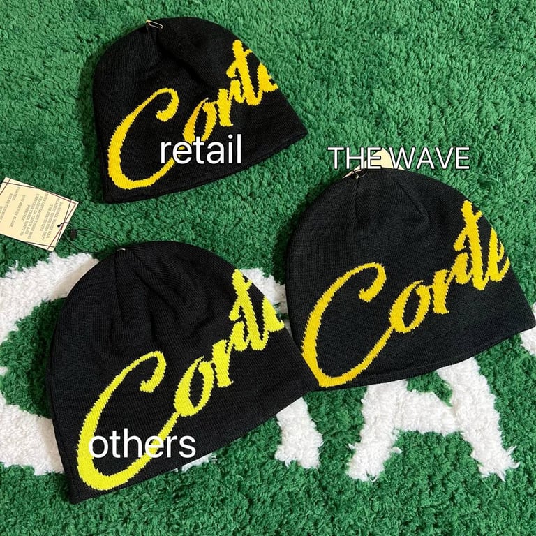 Corteiz Script Logo Beanie Black Yellow - 4