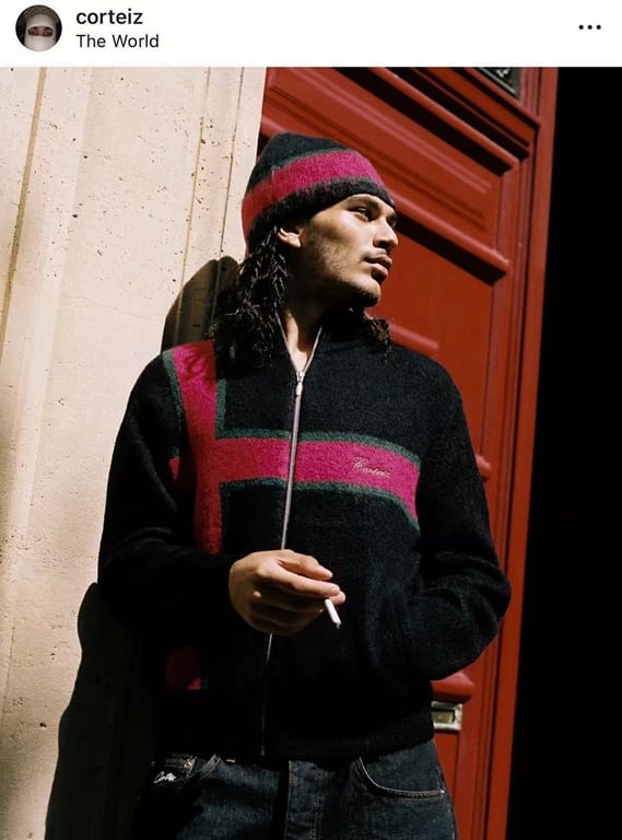 Corteiz Black/Red Mohair Beanie - 2