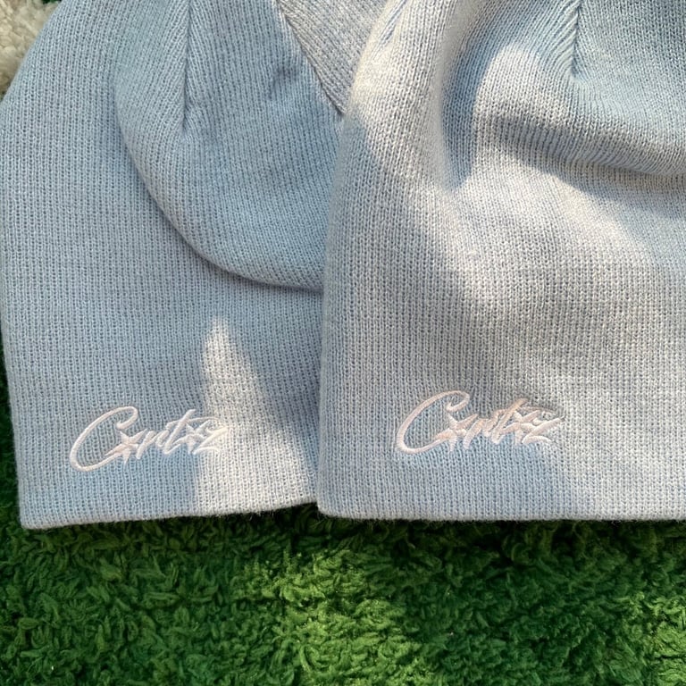 Corteiz Script Logo Beanie Light Blue - 2