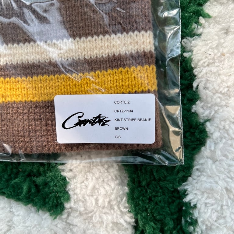 Corteiz Knit Stripe Beanie Brown - 2