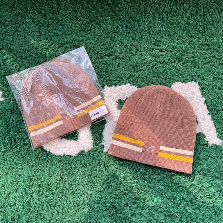 Corteiz Knit Stripe Beanie Brown - 3