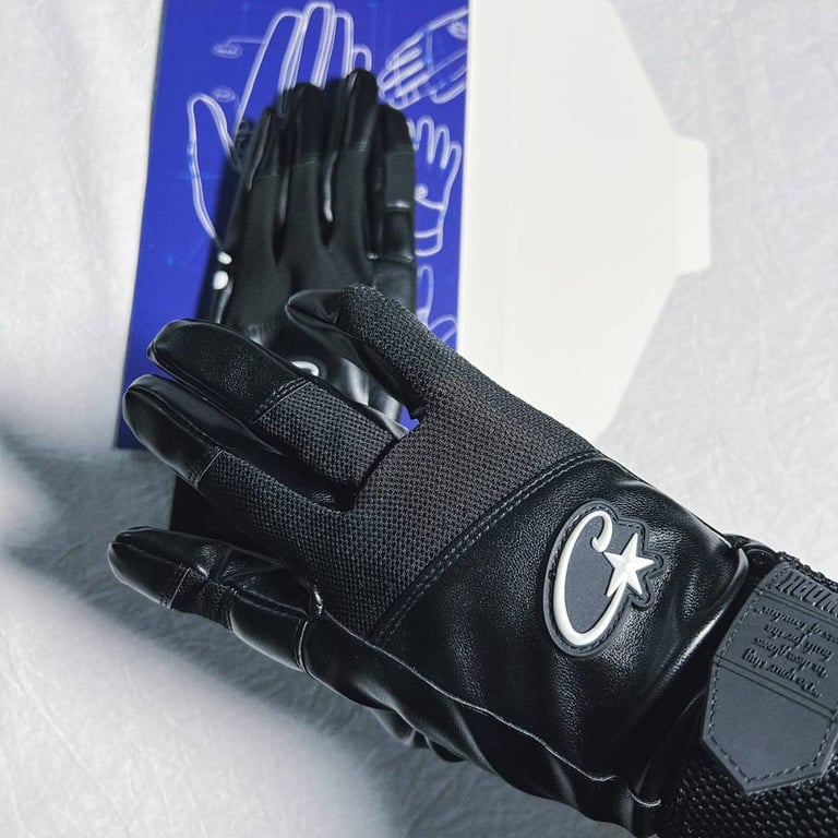 Corteiz Leather Gloves Black - 18