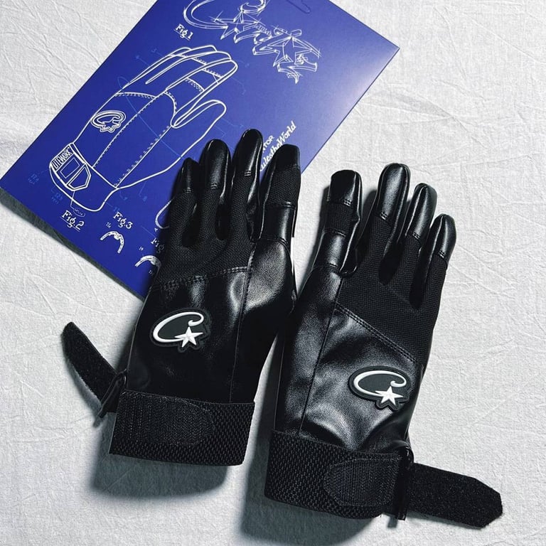 Corteiz Leather Gloves Black - 3