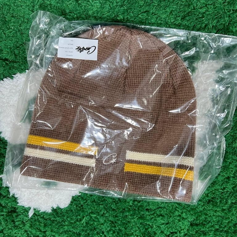 Corteiz Knit Stripe Beanie Brown - 2