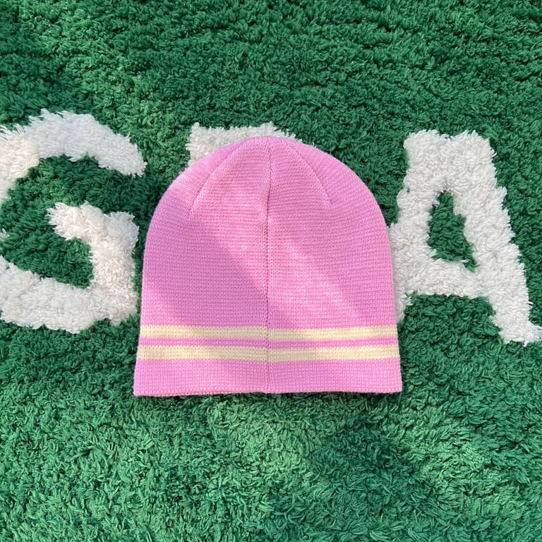 Corteiz Embroidered Striped Beanie Pink - 5