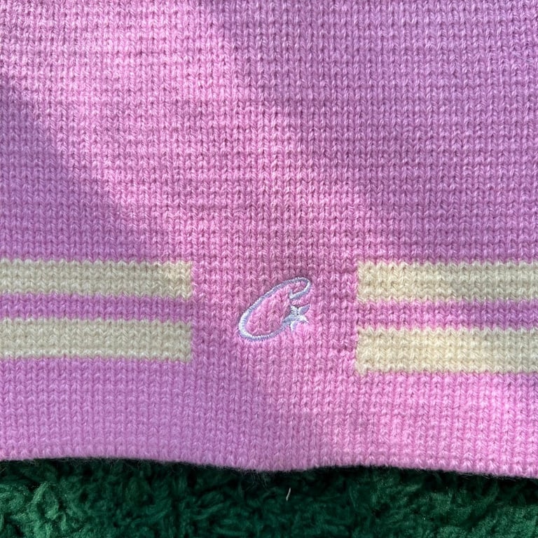 Corteiz Embroidered Striped Beanie Pink - 9