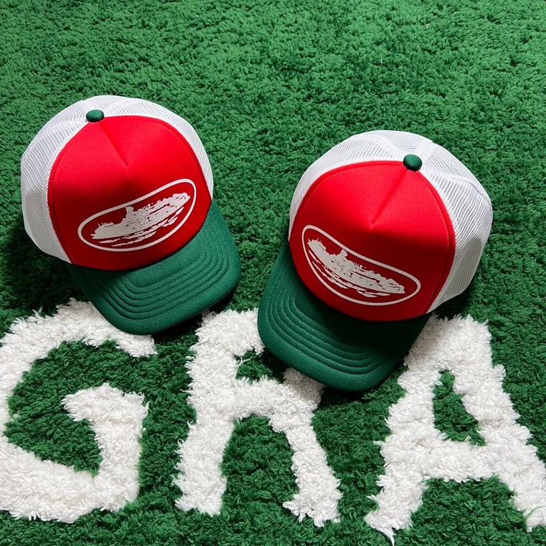 Corteiz Alcatraz Trucker Hat Red/Green - 8