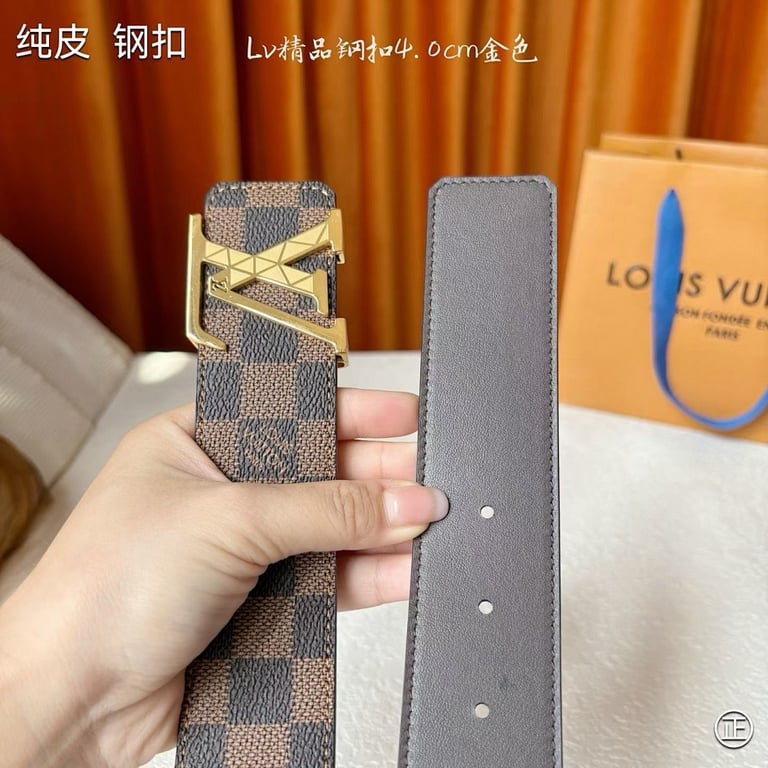 Louis Vuitton Damier Ebene LV Initiales Belt Gold - 2