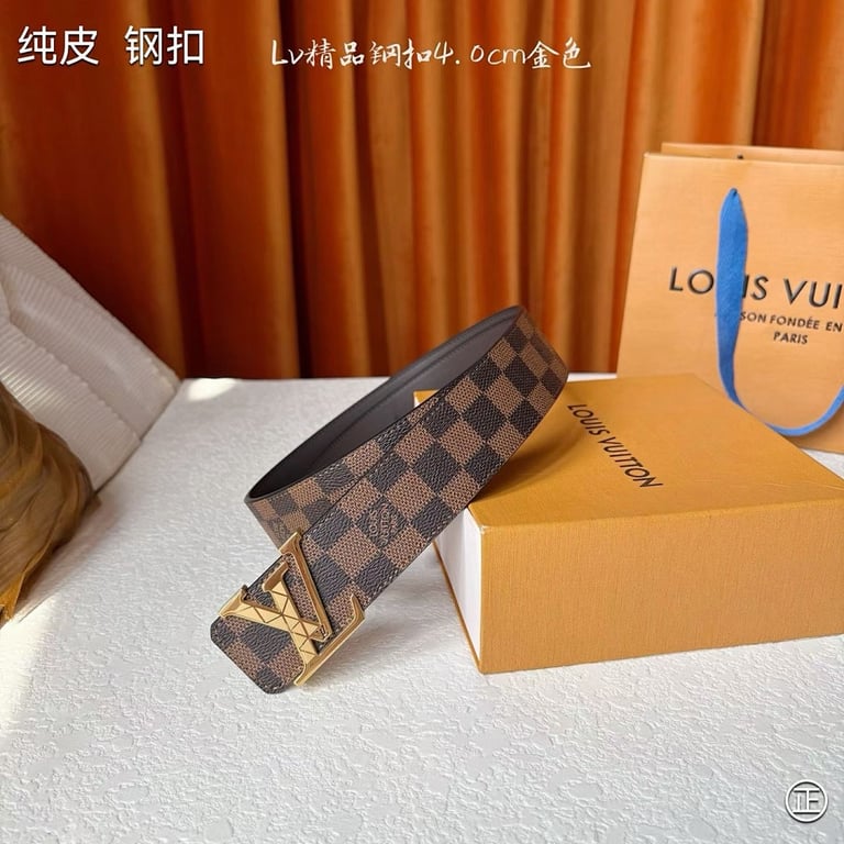 Louis Vuitton Damier Ebene LV Initiales Belt Gold - 3