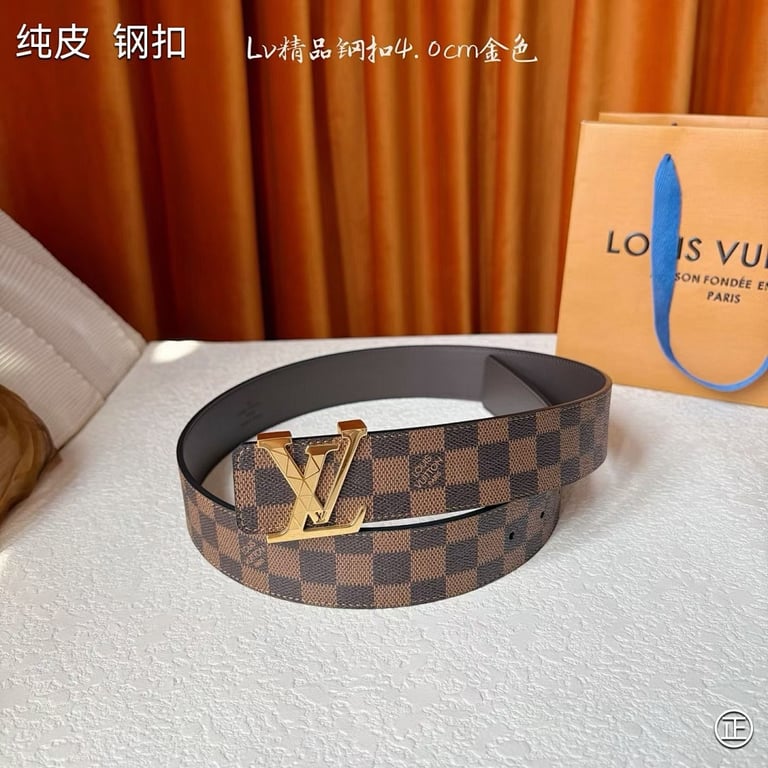 Louis Vuitton Damier Ebene LV Initiales Belt Gold - 4