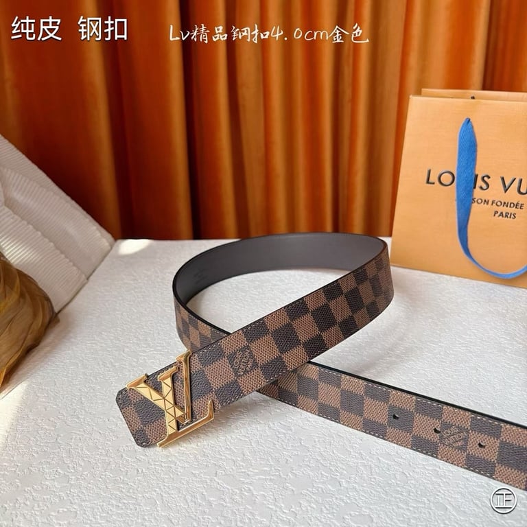 Louis Vuitton Damier Ebene LV Initiales Belt Gold - 5