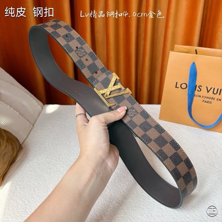 Louis Vuitton Damier Ebene LV Initiales Belt Gold - 6