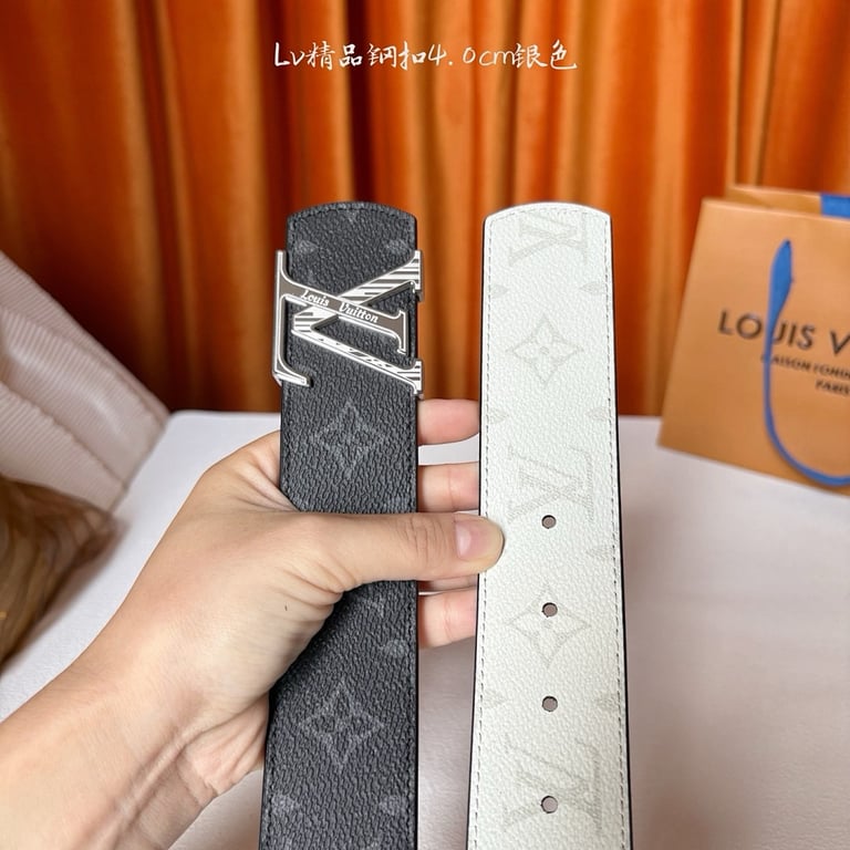 Louis Vuitton Monogram Eclipse Reversible Belt Silver Buckle - 5