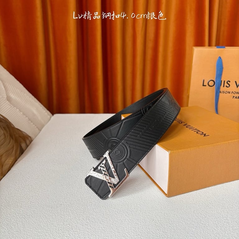 Louis Vuitton LV Initiales 40mm Embossed Belt Black Silver - 2