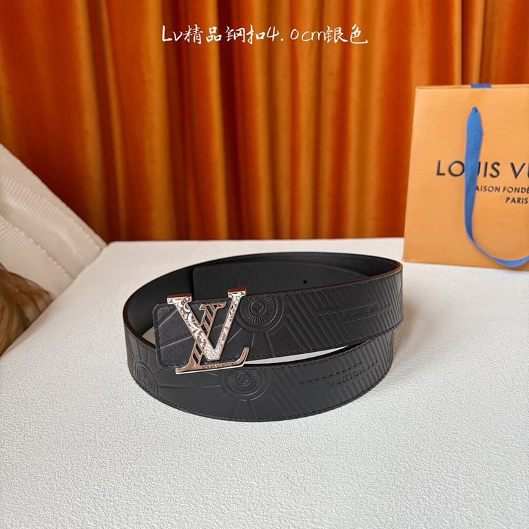 Louis Vuitton LV Initiales 40mm Embossed Belt Black Silver - 3