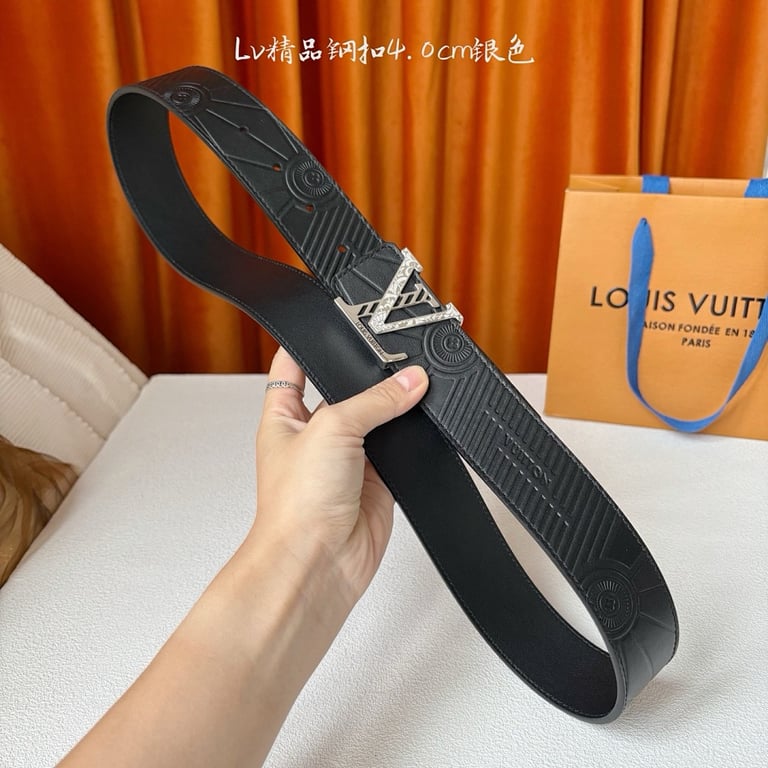 Louis Vuitton LV Initiales 40mm Embossed Belt Black Silver - 6