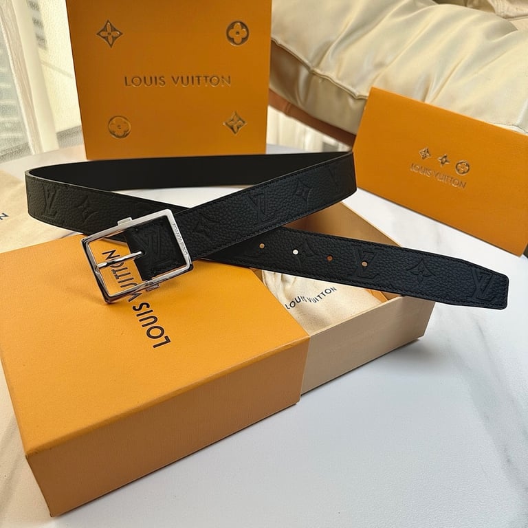Louis Vuitton Monogram Embossed Leather Belt Black - 2