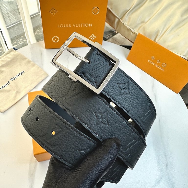 Louis Vuitton Monogram Embossed Leather Belt Black - 3