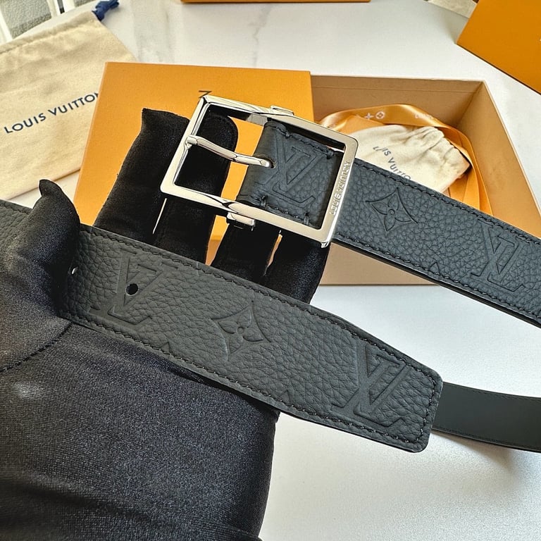 Louis Vuitton Monogram Embossed Leather Belt Black - 5