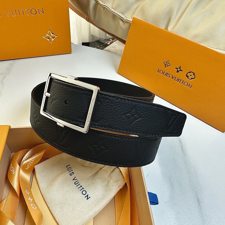 Louis Vuitton Monogram Embossed Leather Belt Black - 6
