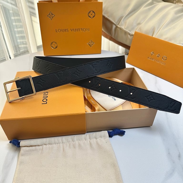 Louis Vuitton Monogram Embossed Leather Belt Black - 2