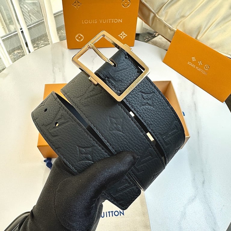 Louis Vuitton Monogram Embossed Leather Belt Black - 3
