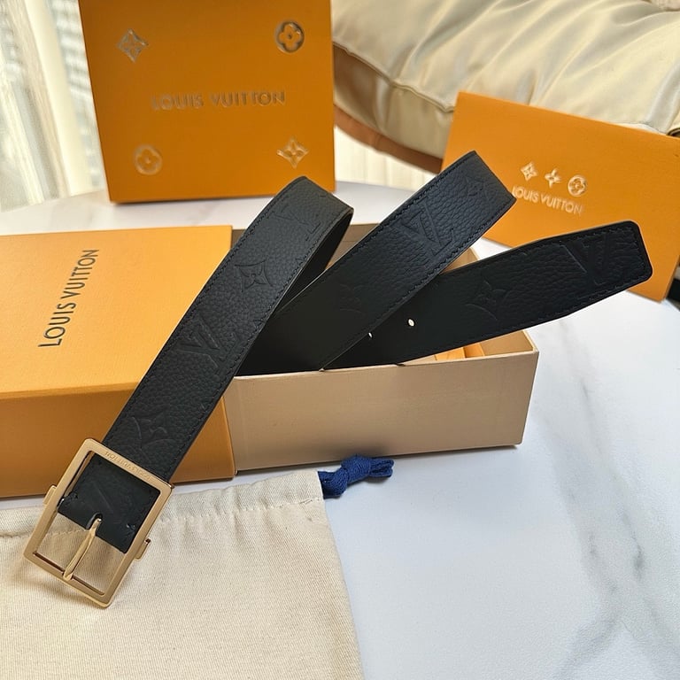 Louis Vuitton Monogram Embossed Leather Belt Black - 4
