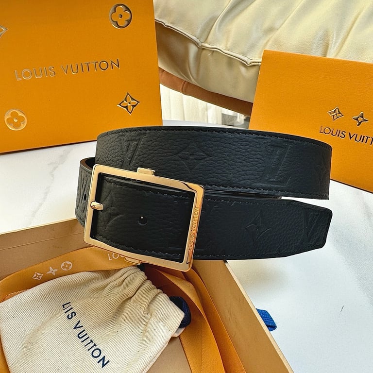 Louis Vuitton Monogram Embossed Leather Belt Black - 6