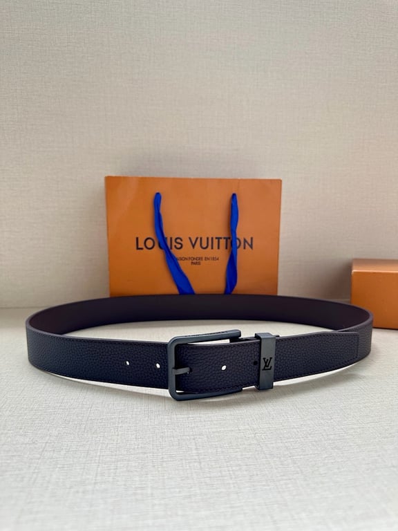 Louis Vuitton Textured Leather Belt Black Buckle - 3