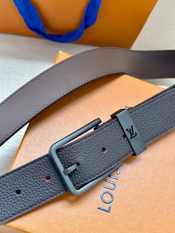 Louis Vuitton Textured Leather Belt Black Buckle - 4