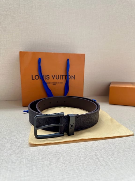 Louis Vuitton Textured Leather Belt Black Buckle - 5
