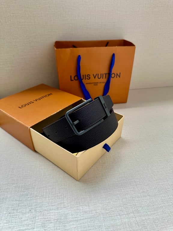 Louis Vuitton Textured Leather Belt Black Buckle - 6