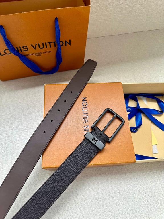 Louis Vuitton Textured Leather Belt Black Buckle - 7