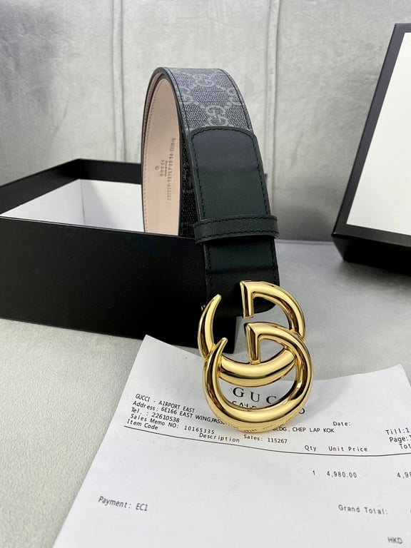 Gucci Marmont GG Supreme Belt Black/Grey - 5