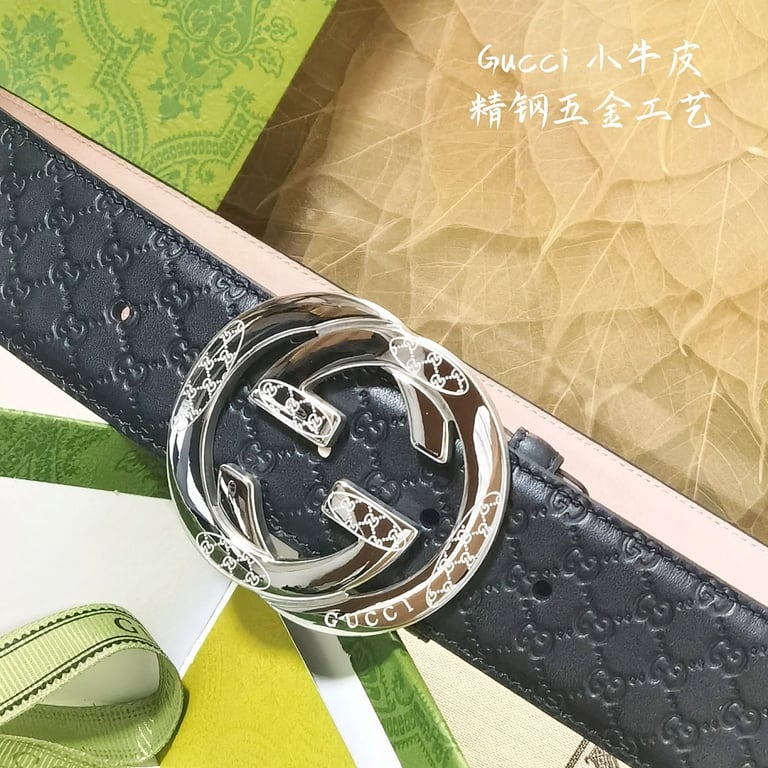 Gucci Interlocking G Embossed Leather Belt - 6