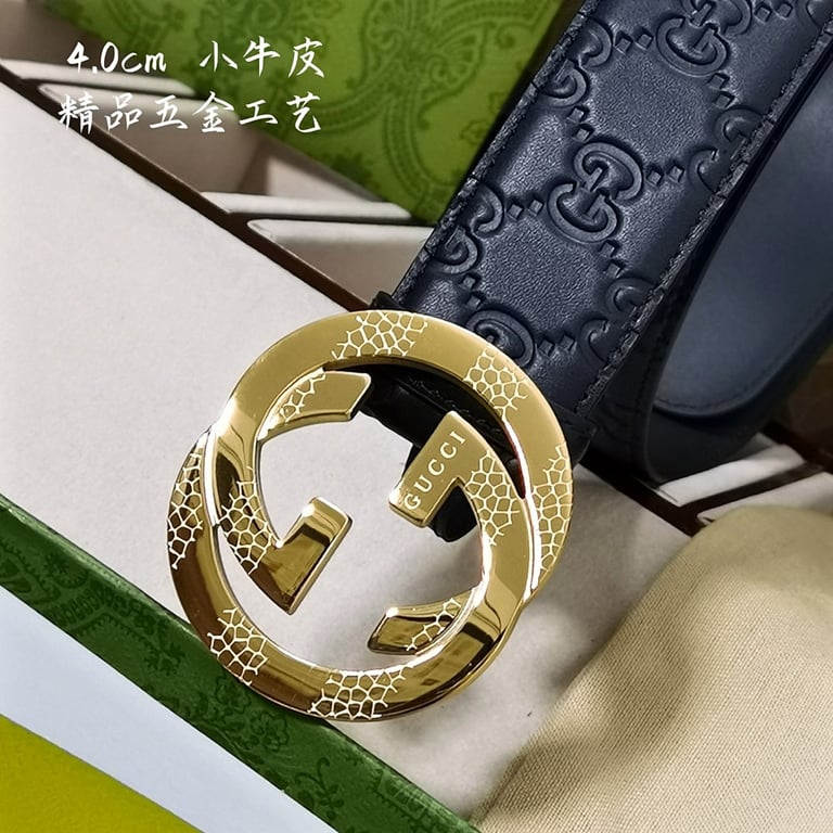 Gucci Interlocking G Embossed Leather Belt Black - 6