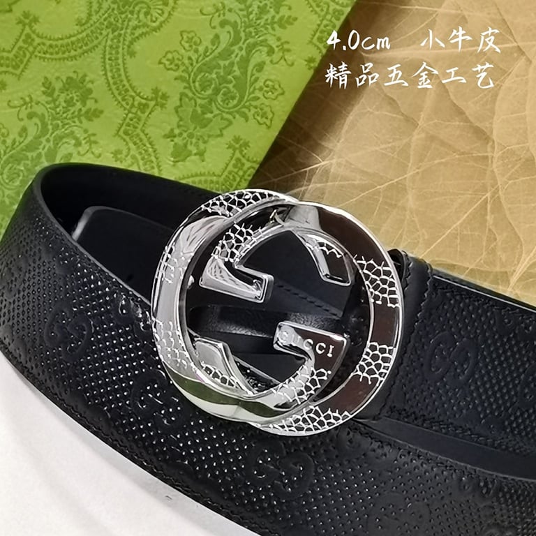 Gucci Interlocking G Embossed Leather Belt Black - 6
