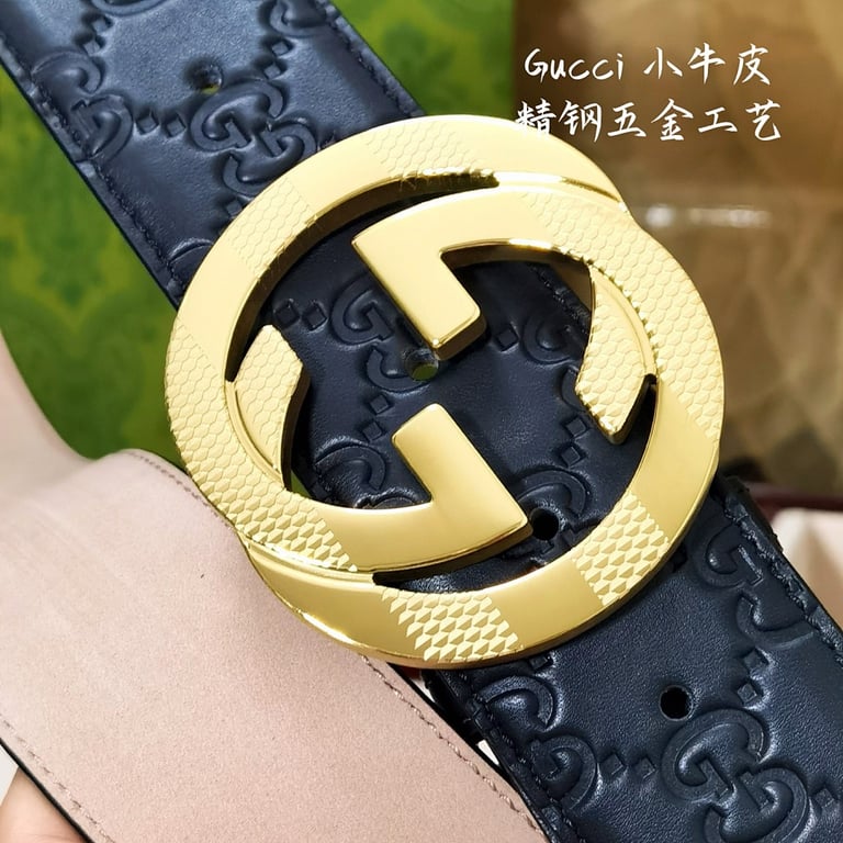 Gucci Signature Interlocking G Belt Black Gold - 4