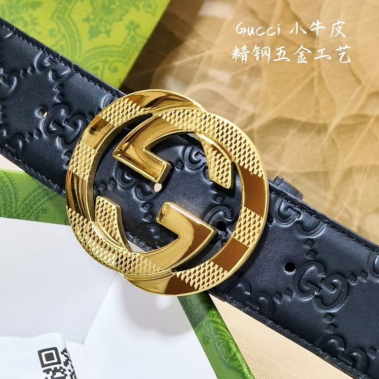 Gucci Signature Interlocking G Belt Black Gold - 6