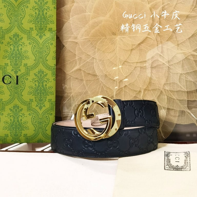 Gucci Interlocking G Signature Belt Black Gold - 2